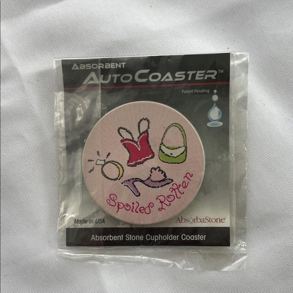 Absorba Stone AUTO Cupholder Coaster with Black and White Design